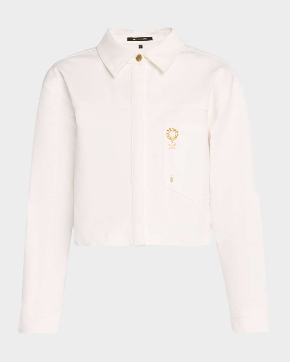Teagan Cropped Brooch-Embellished Jacket